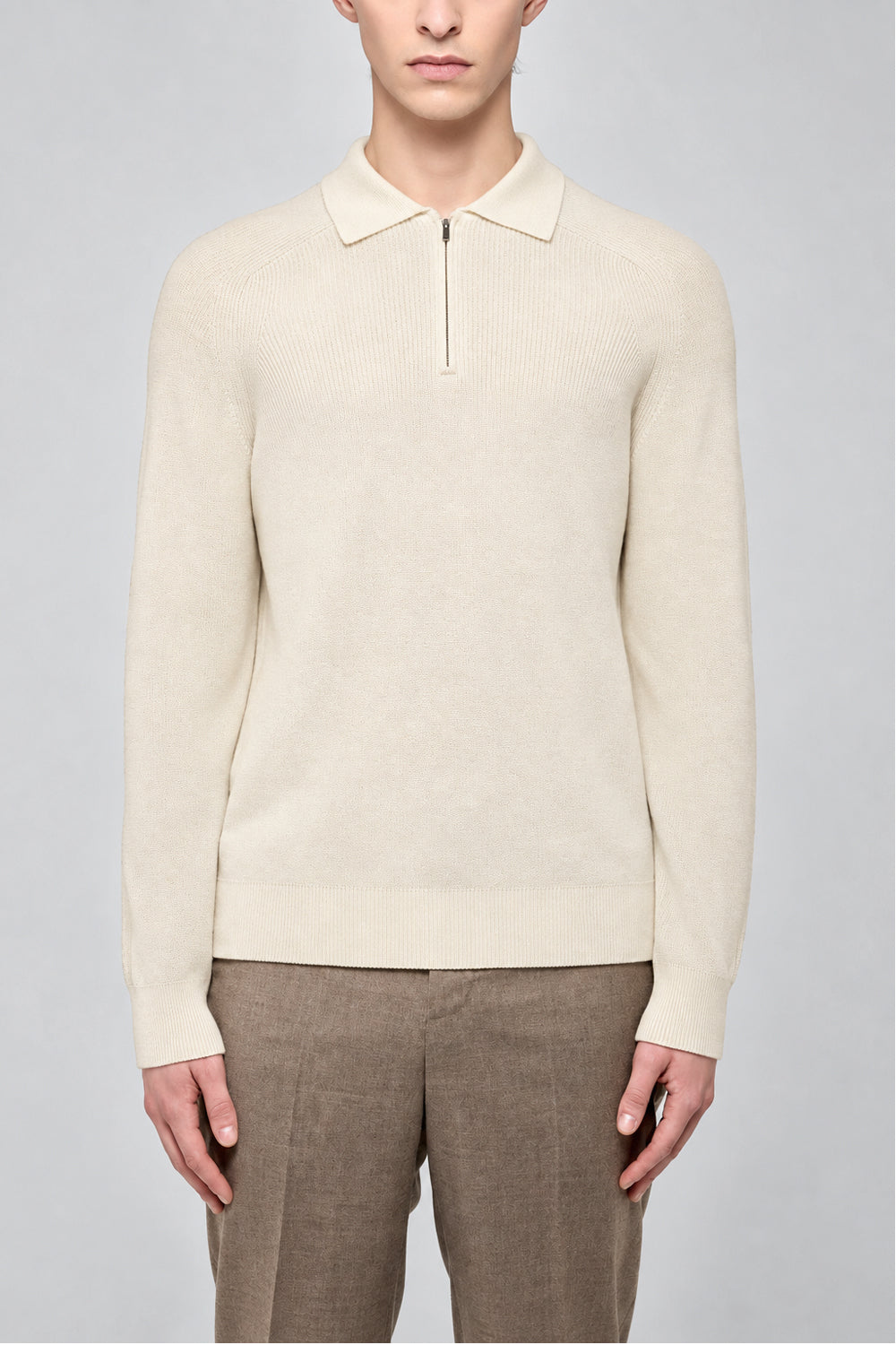 FILIPPO DE LAURENTIIS Polo mezza zip in lana e cashmere