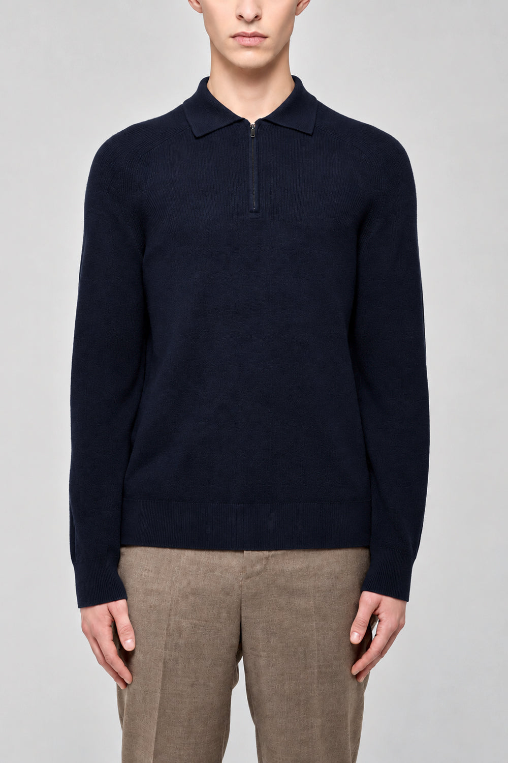 FILIPPO DE LAURENTIIS Polo mezza zip in lana e cashmere