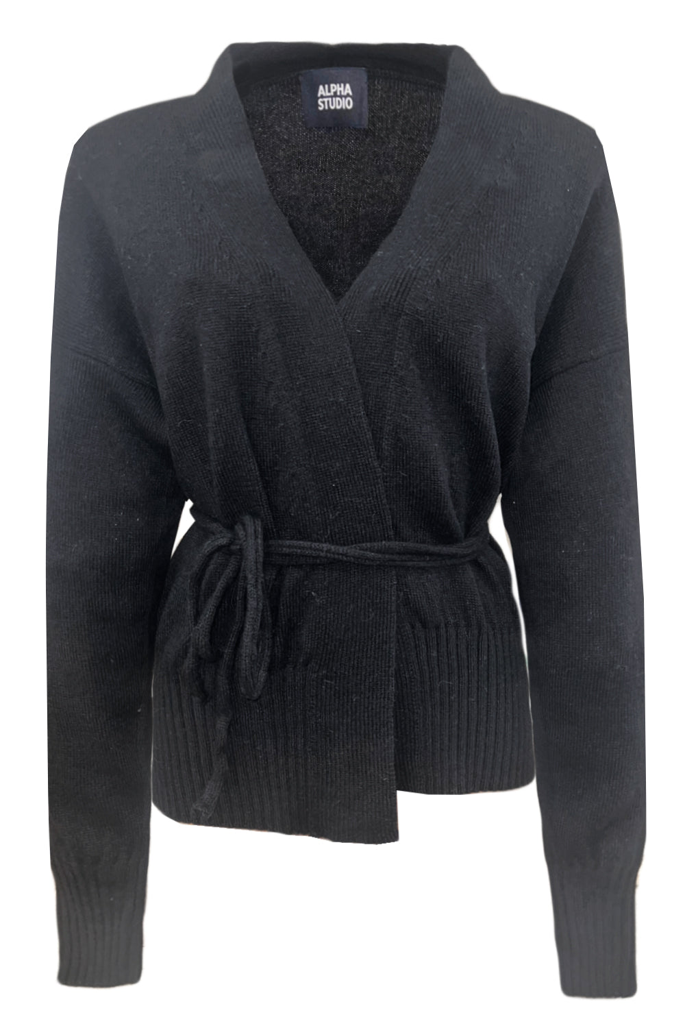 ALPHA STUDIO Belted Cardigan AD-8081E-NERO-42