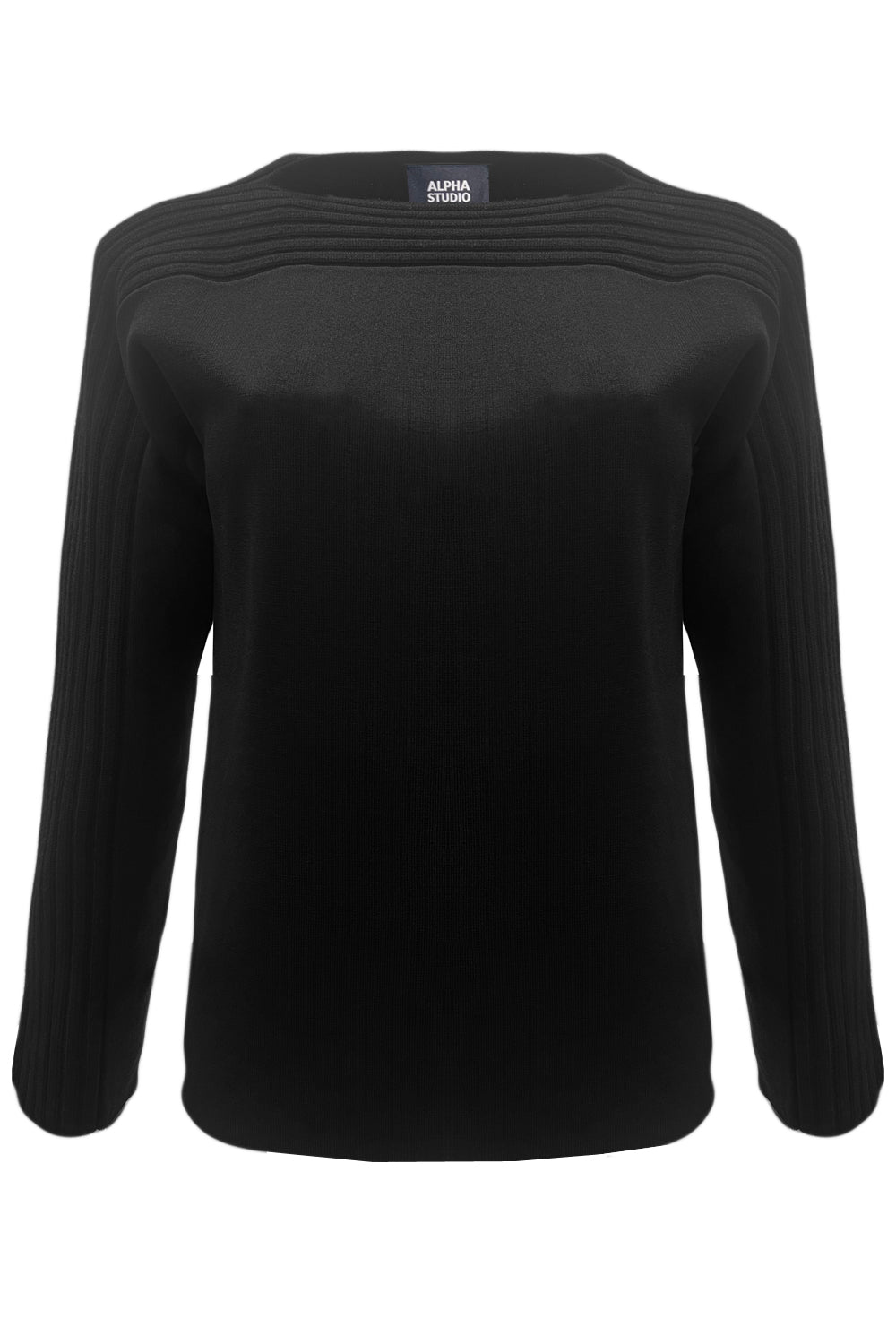 ALPHA STUDIO AD-8340C-42 Ribbed Viscose and Wool Sweater