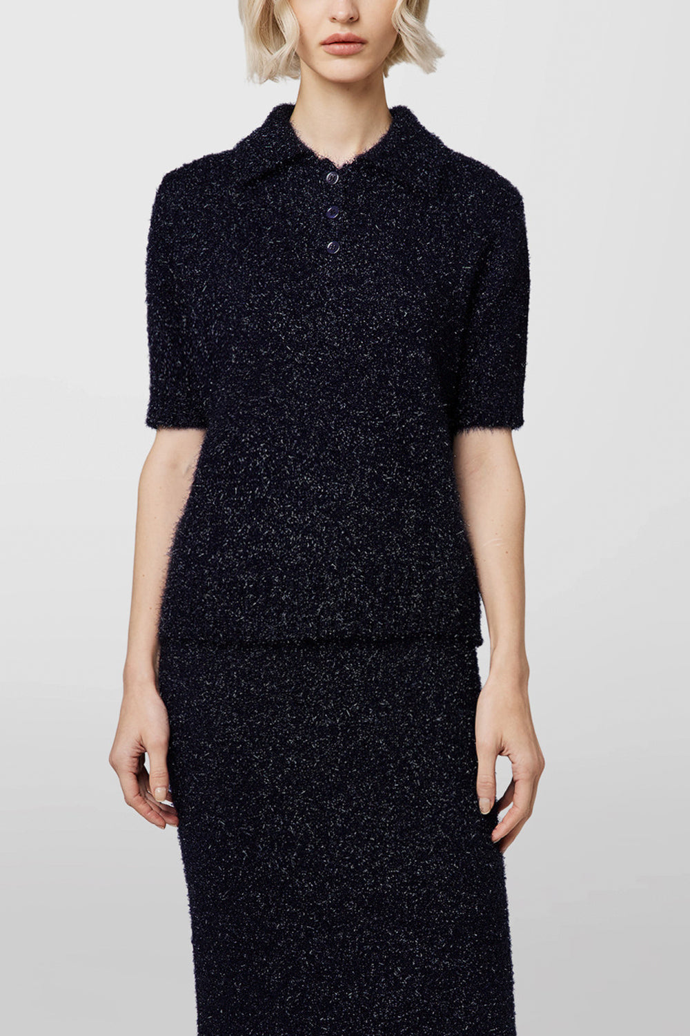 ALPHA STUDIO Polo in filato lurex