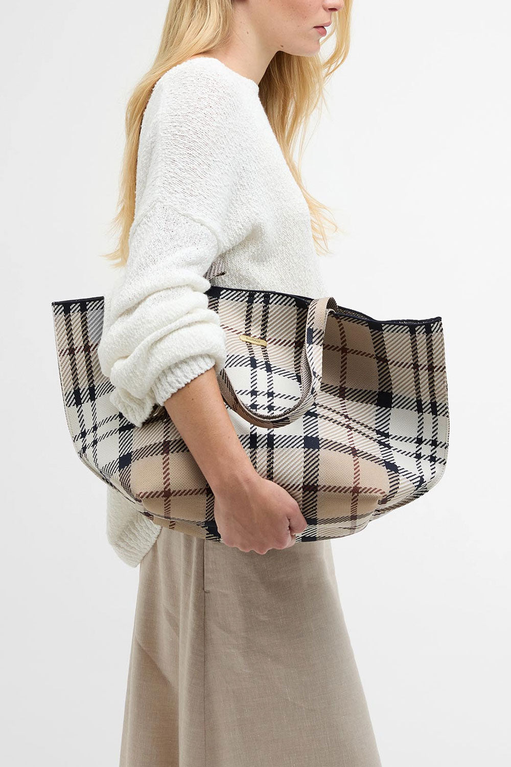 BARBOUR Borsa tote grande in tartan Layla