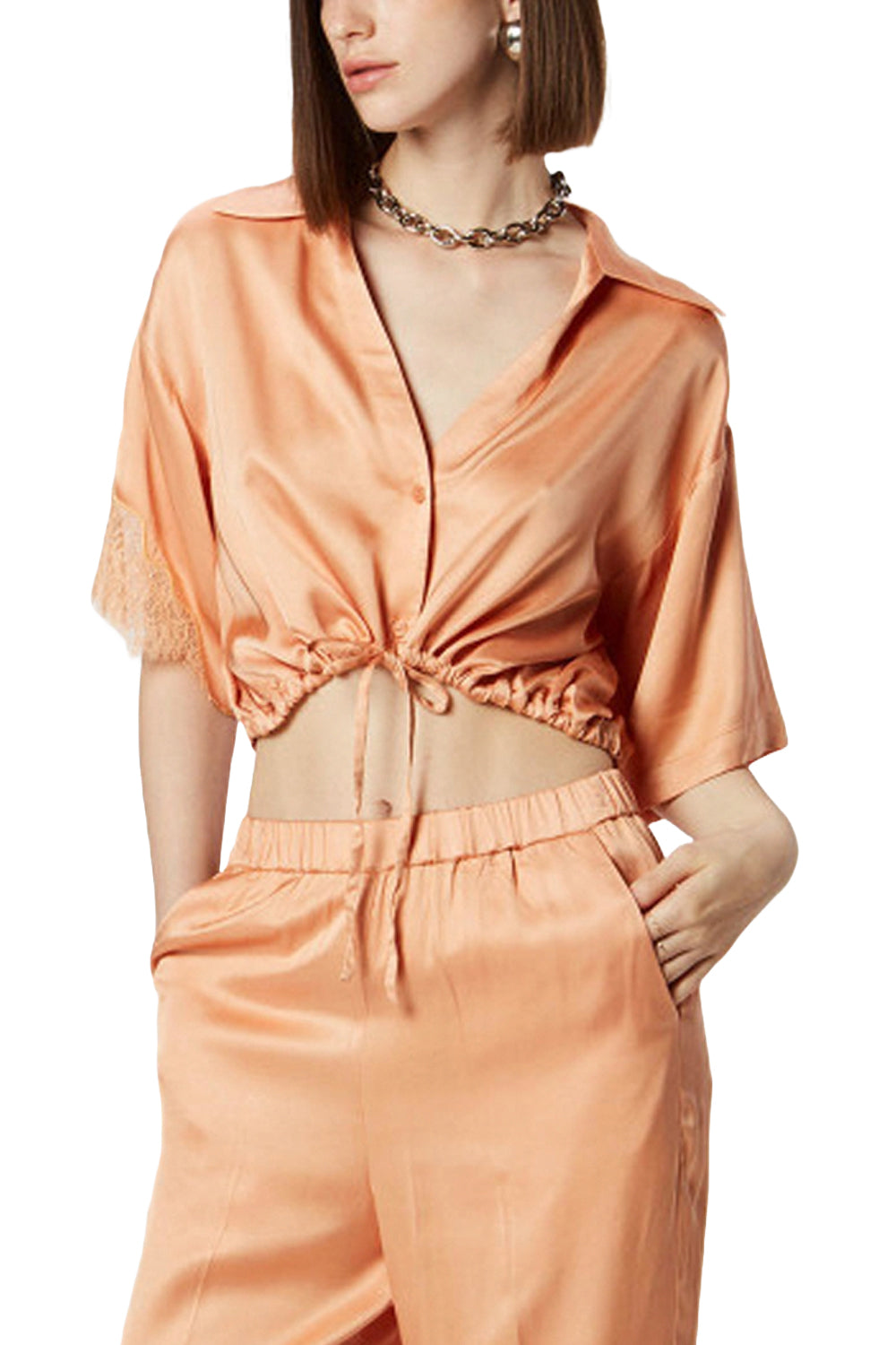ISABELLE BLANCHE Camicia mezza manica con intarsio ISABELLE BLANCHE