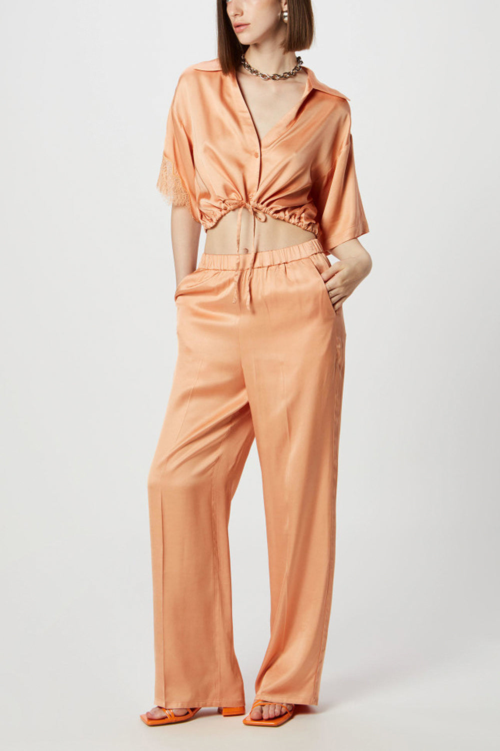 ISABELLE BLANCHE Camicia mezza manica con intarsio ISABELLE BLANCHE