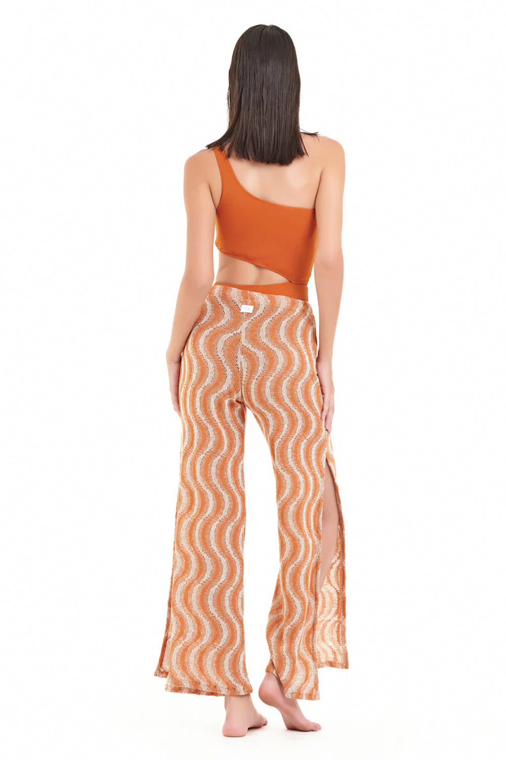 COTAZUR Pantalone in maglia crochet motivo onde