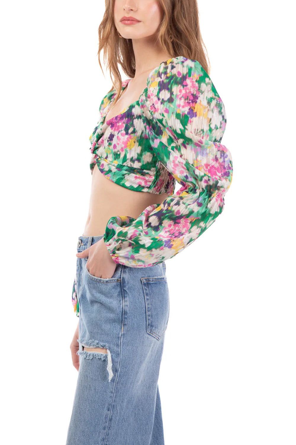 LE VOLIERE Cropped top con maniche palloncino LE VOLIERE