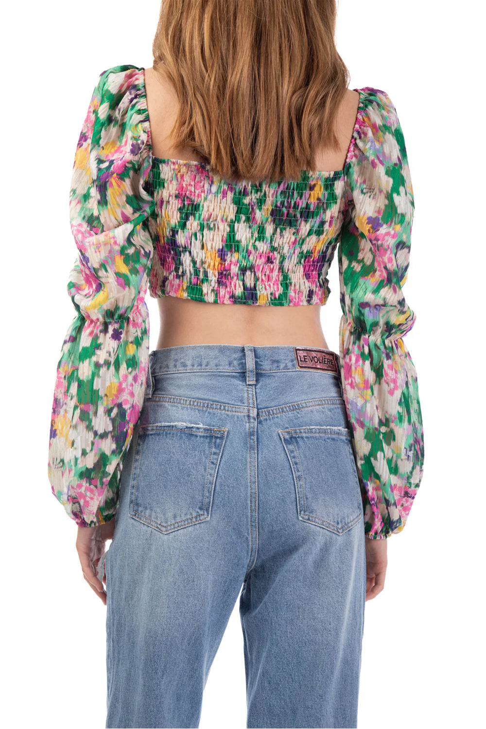 LE VOLIERE Cropped top con maniche palloncino LE VOLIERE