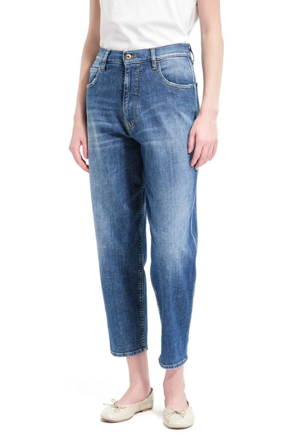 Pantalone donna modello carrot misto lino e cotone Doppelganger