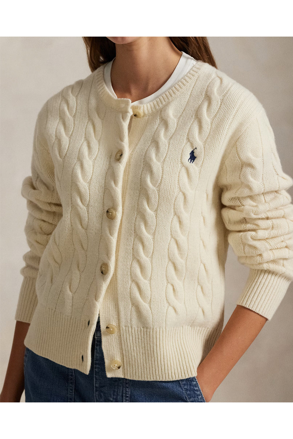 POLO RALPH LAUREN Cardigan a trecce in lana e cashmere
