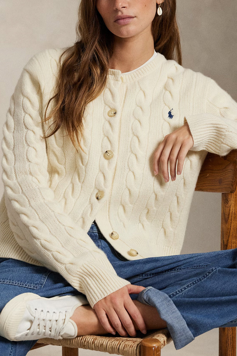 POLO RALPH LAUREN Cardigan a trecce in lana e cashmere