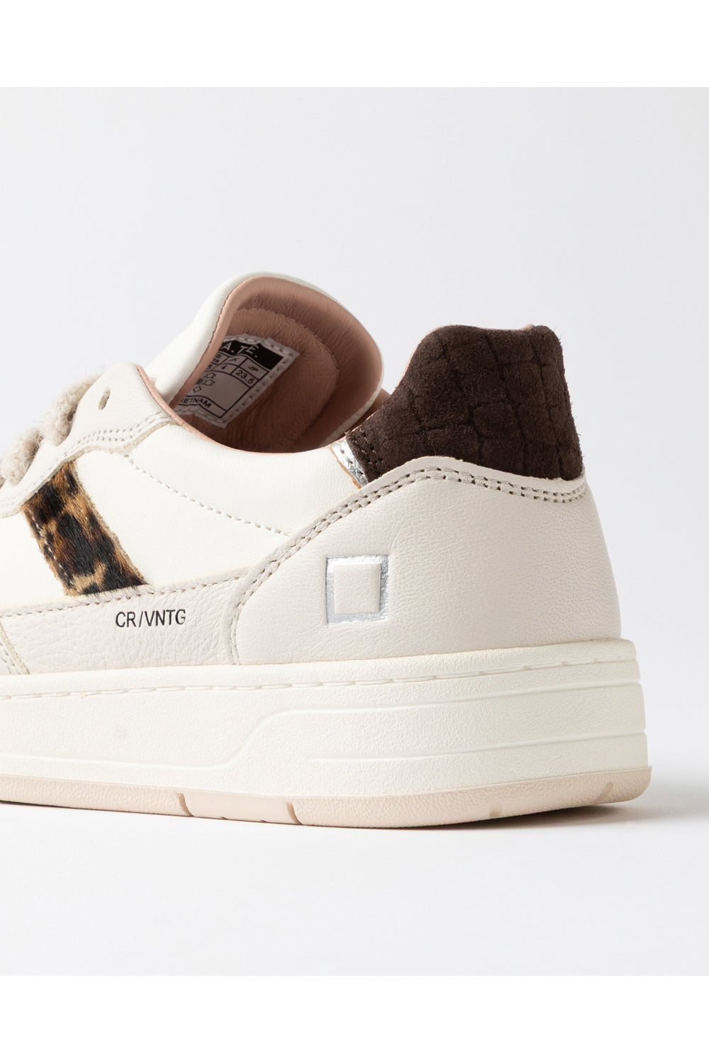 D.A.T.E. Sneakers Court 2.0 Vintage in bianco e leopardato