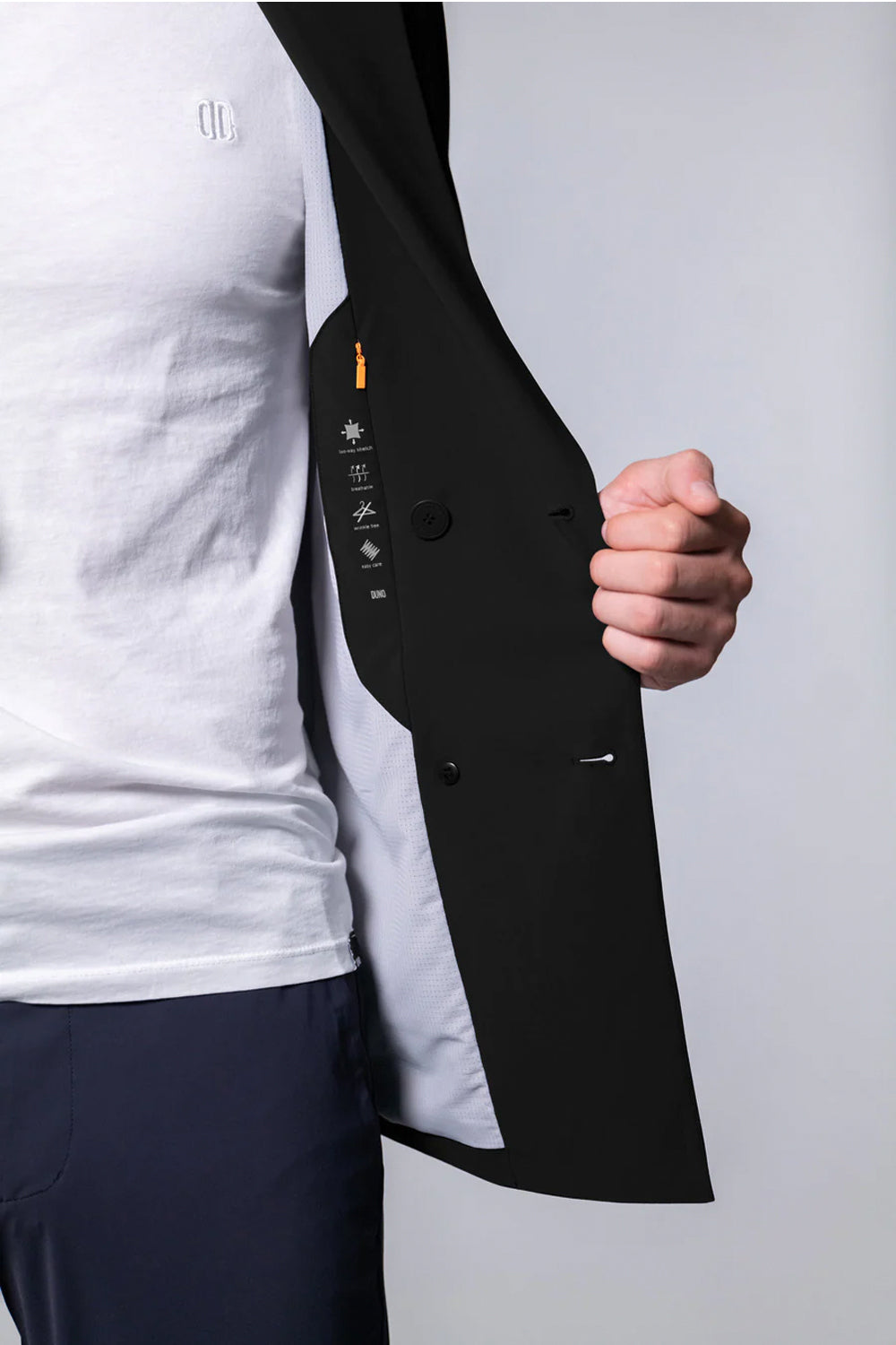 DUNO Giacca doppiopetto tessuto in maglia bstretch