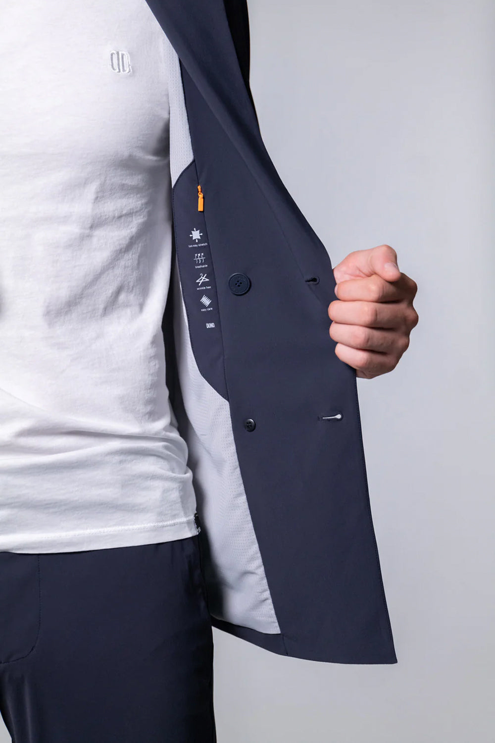 DUNO Giacca doppiopetto tessuto in maglia bstretch DUNO
