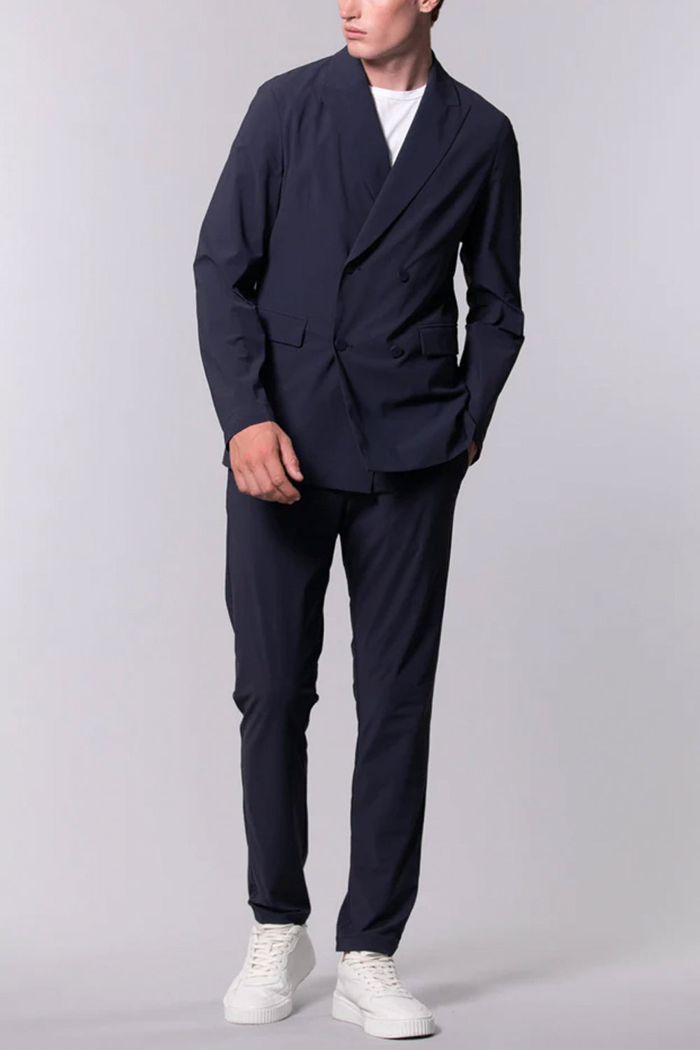 DUNO Giacca doppiopetto tessuto in maglia bstretch DUNO