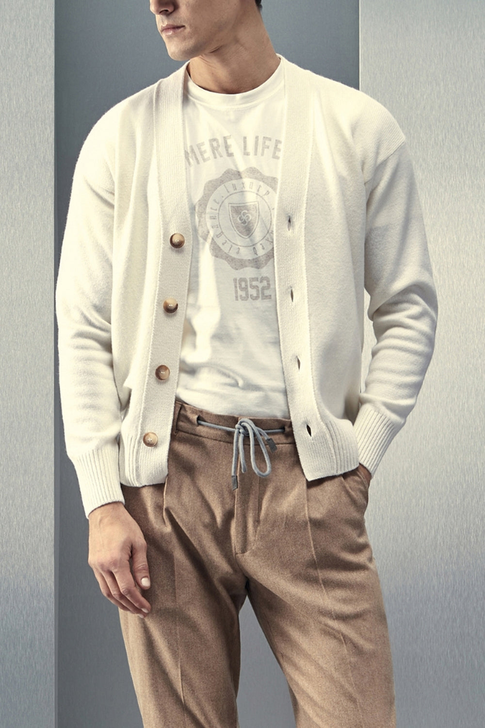 GRAN SASSO Cardigan 4 bottoni con spalla scesa