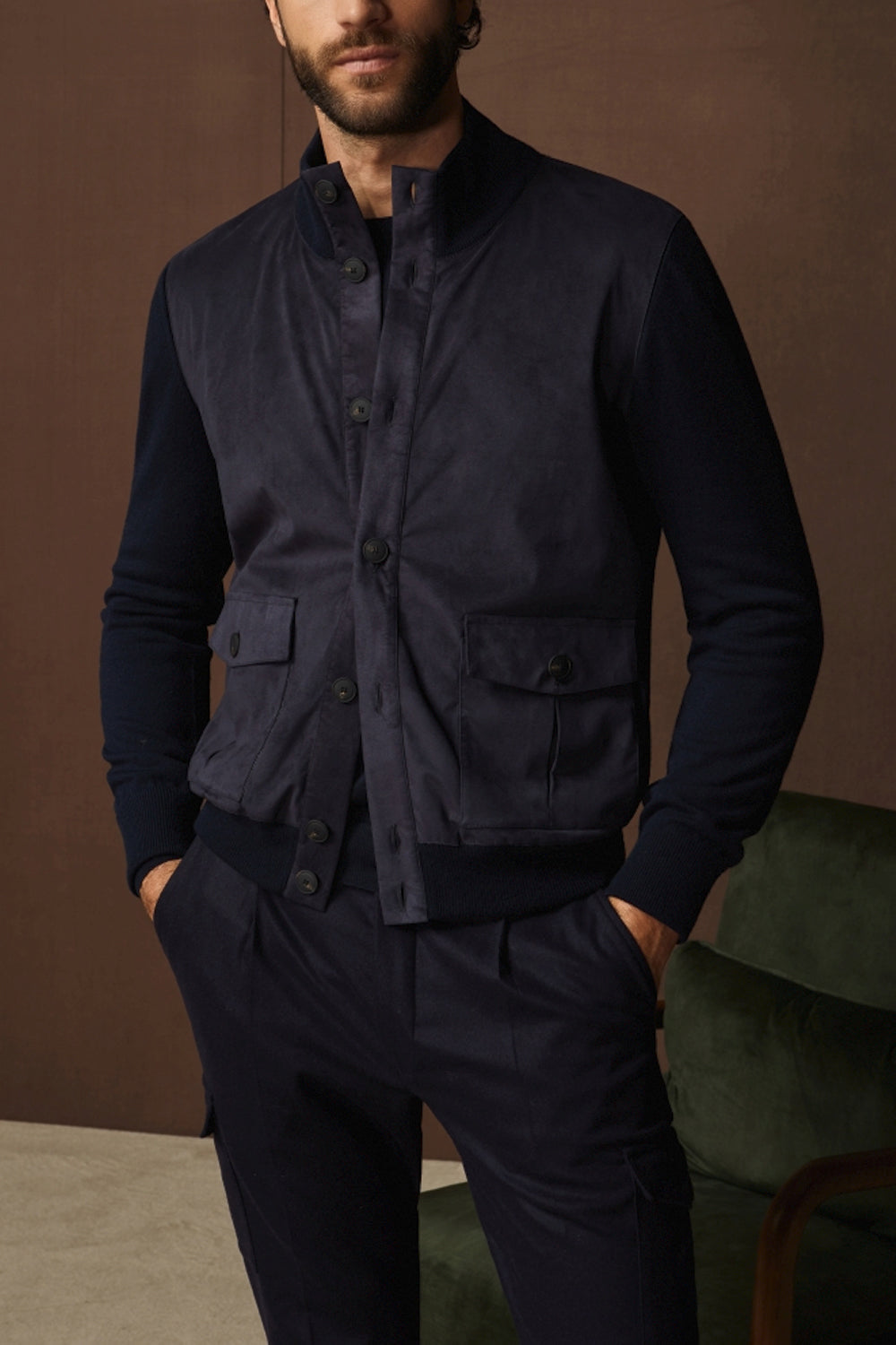 GRAN SASSO Giubbotto in misto cashmere e alcantara