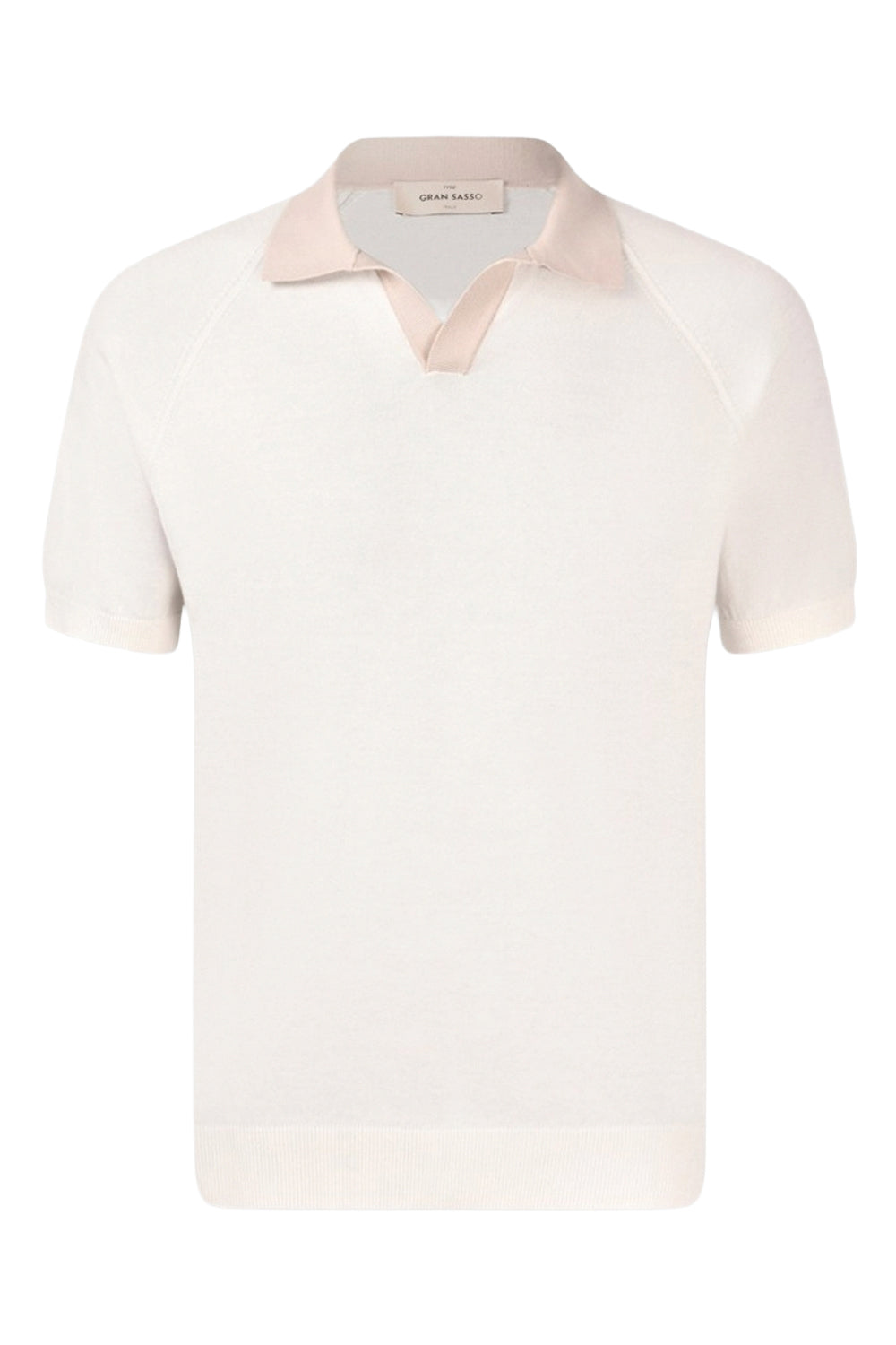 GRAN SASSO Polo Tennis in seta con profili a contrasto