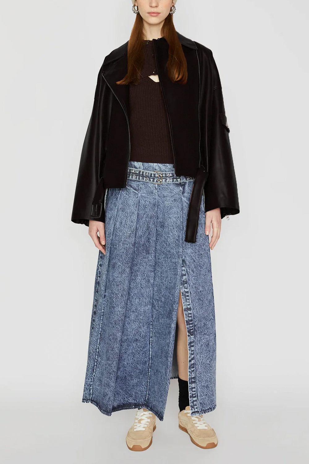 ISABELLE BLANCHE Biker in ecopelle con cintura