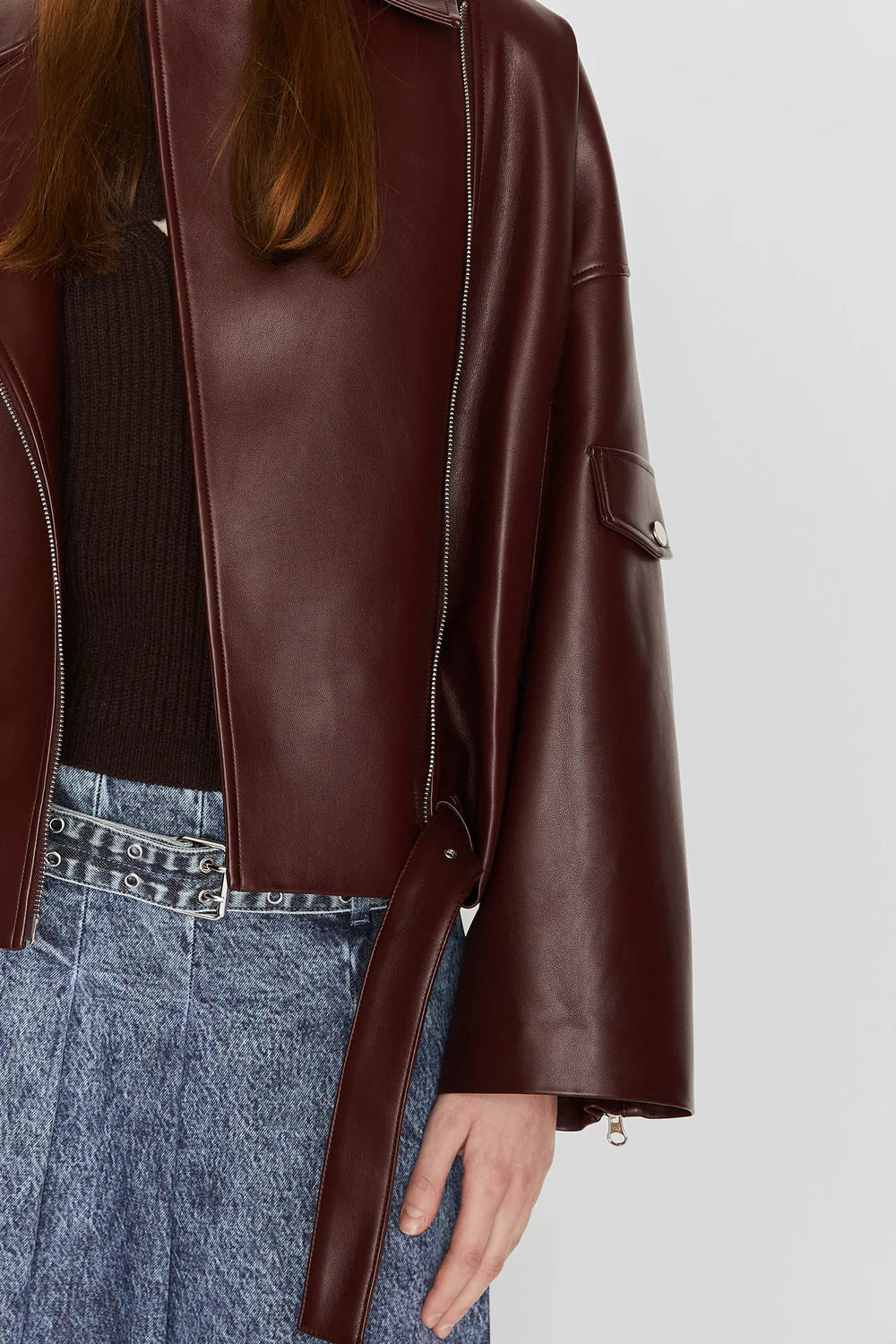 ISABELLE BLANCHE Biker in ecopelle con cintura