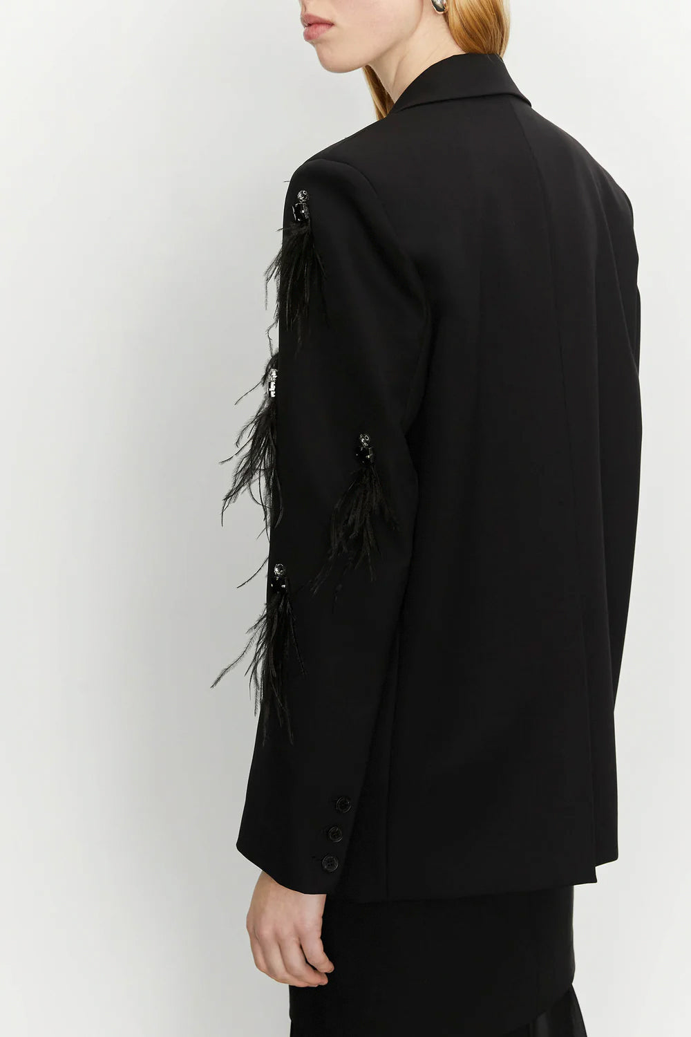 ISABELLE BLANCHE Blazer in cady stretch con piume e pietre