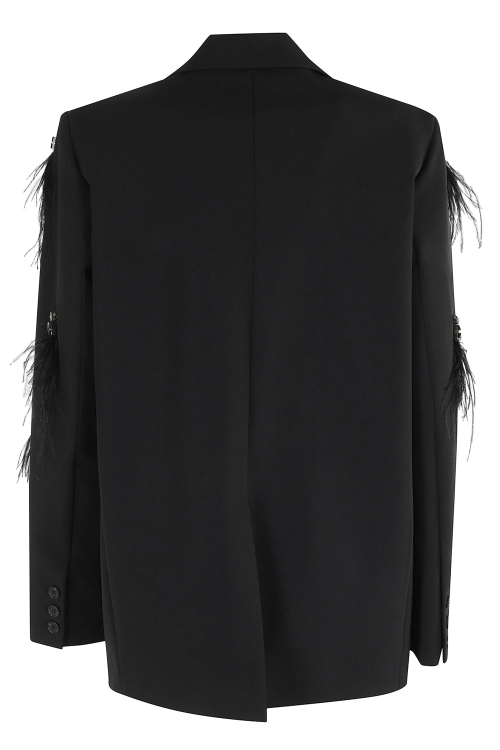ISABELLE BLANCHE Blazer in cady stretch con piume e pietre
