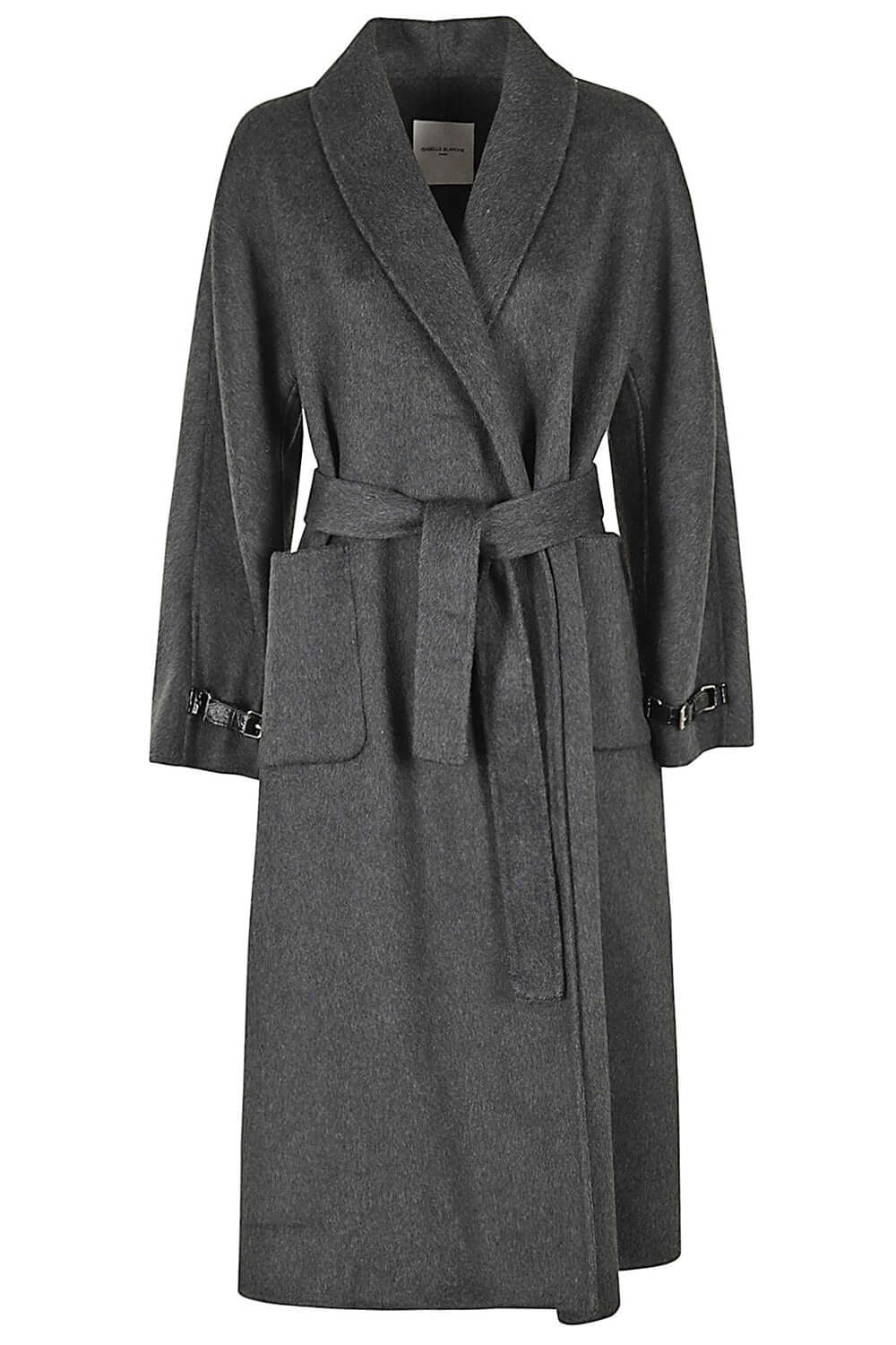 ISABELLE BLANCHE Cappotto in lana con collo sciallato e cintura Uncategorized ISABELLE BLANCHE