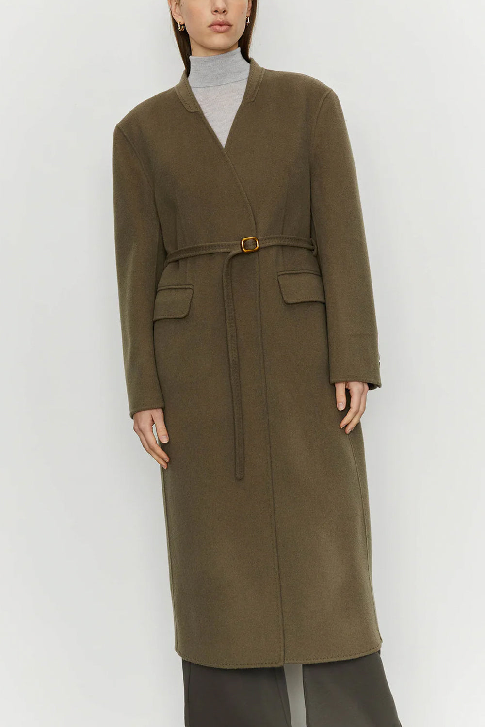 ISABELLE BLANCHE Cappotto lungo senza collo con cintura