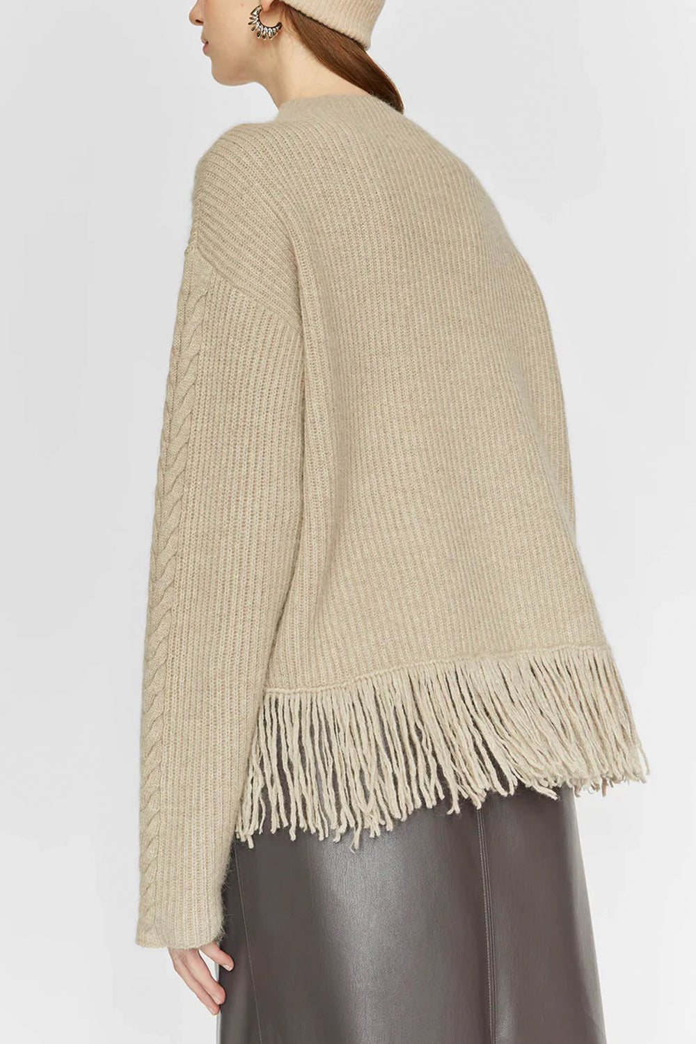 ISABELLE BLANCHE Maglia in misto lana con frange