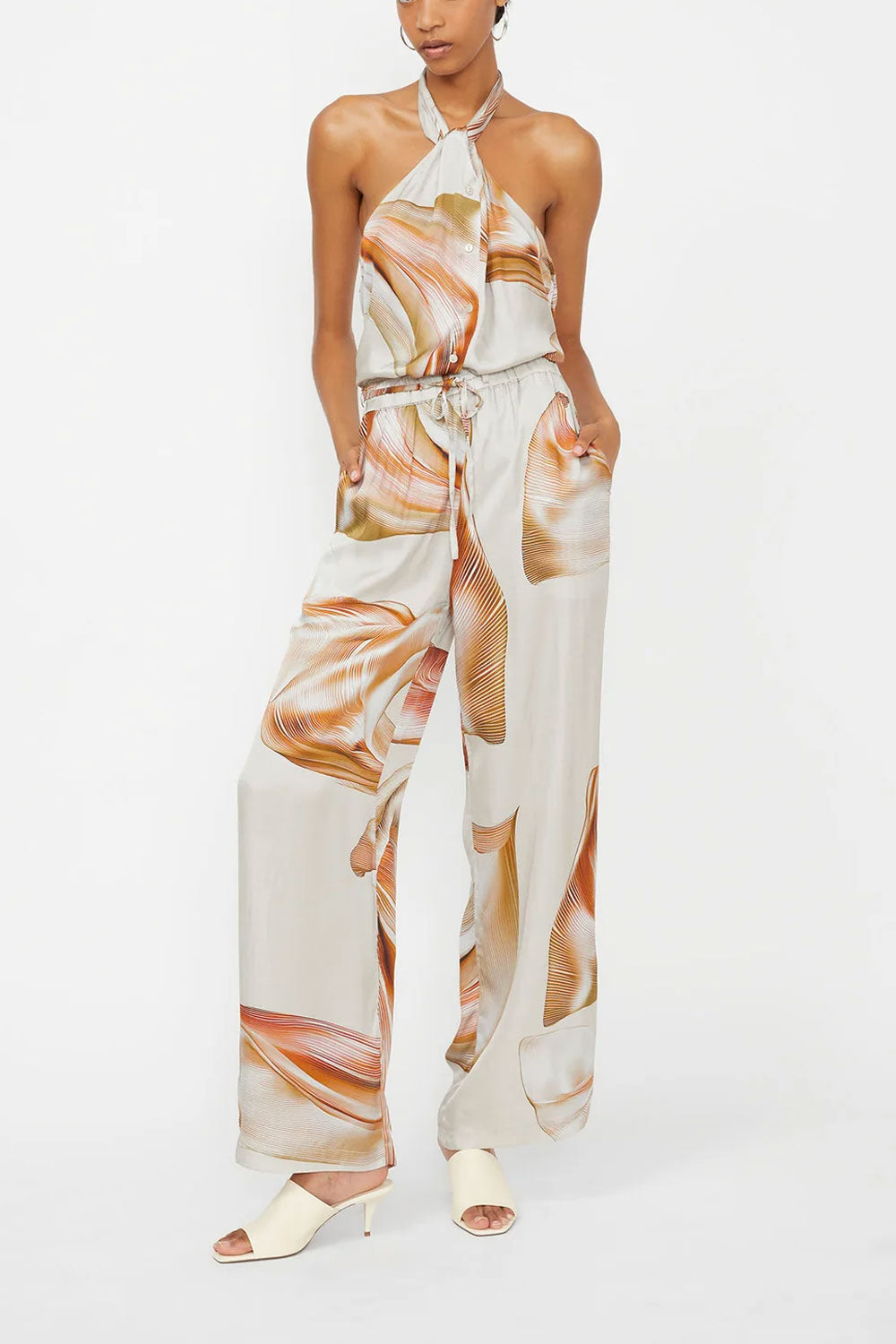 ISABELLE BLANCHE Pantalone in raso stampato