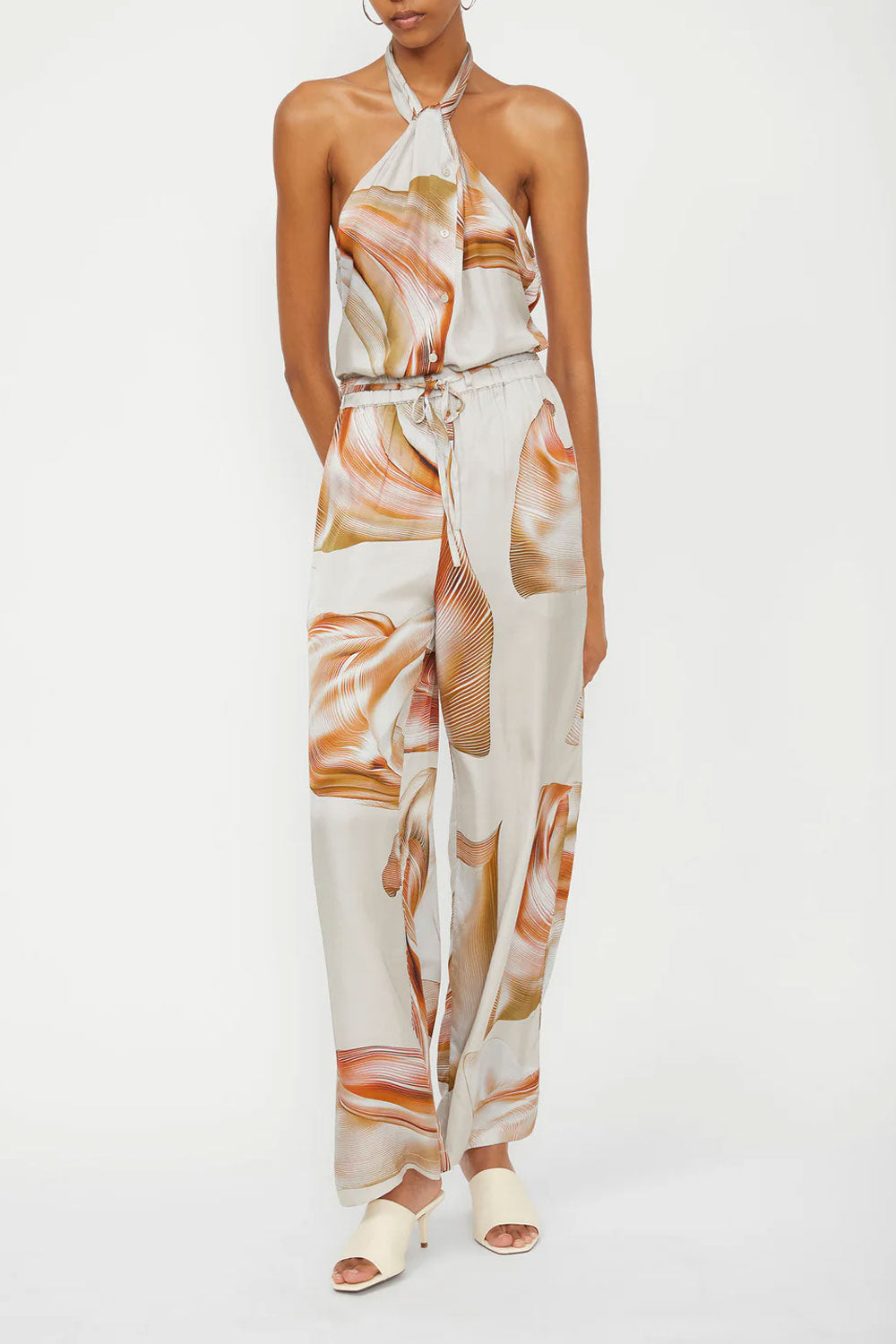 ISABELLE BLANCHE Pantalone in raso stampato