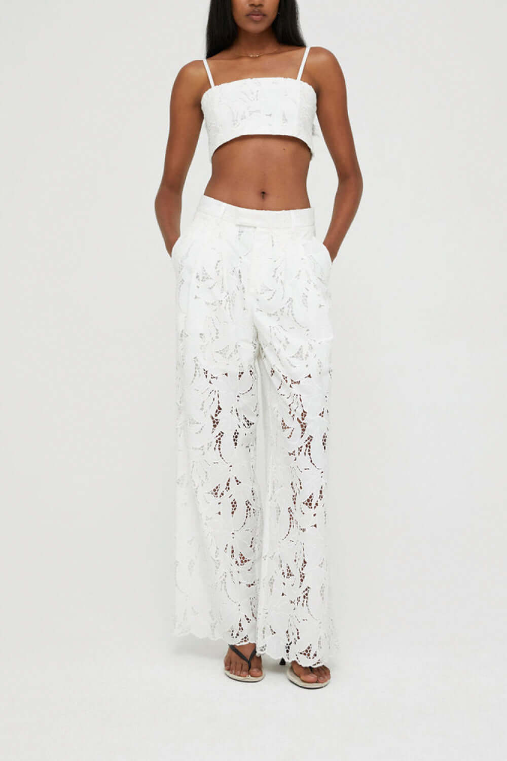 ISABELLE BLANCHE Pantalone in sangallo a fiori Uncategorized ISABELLE BLANCHE