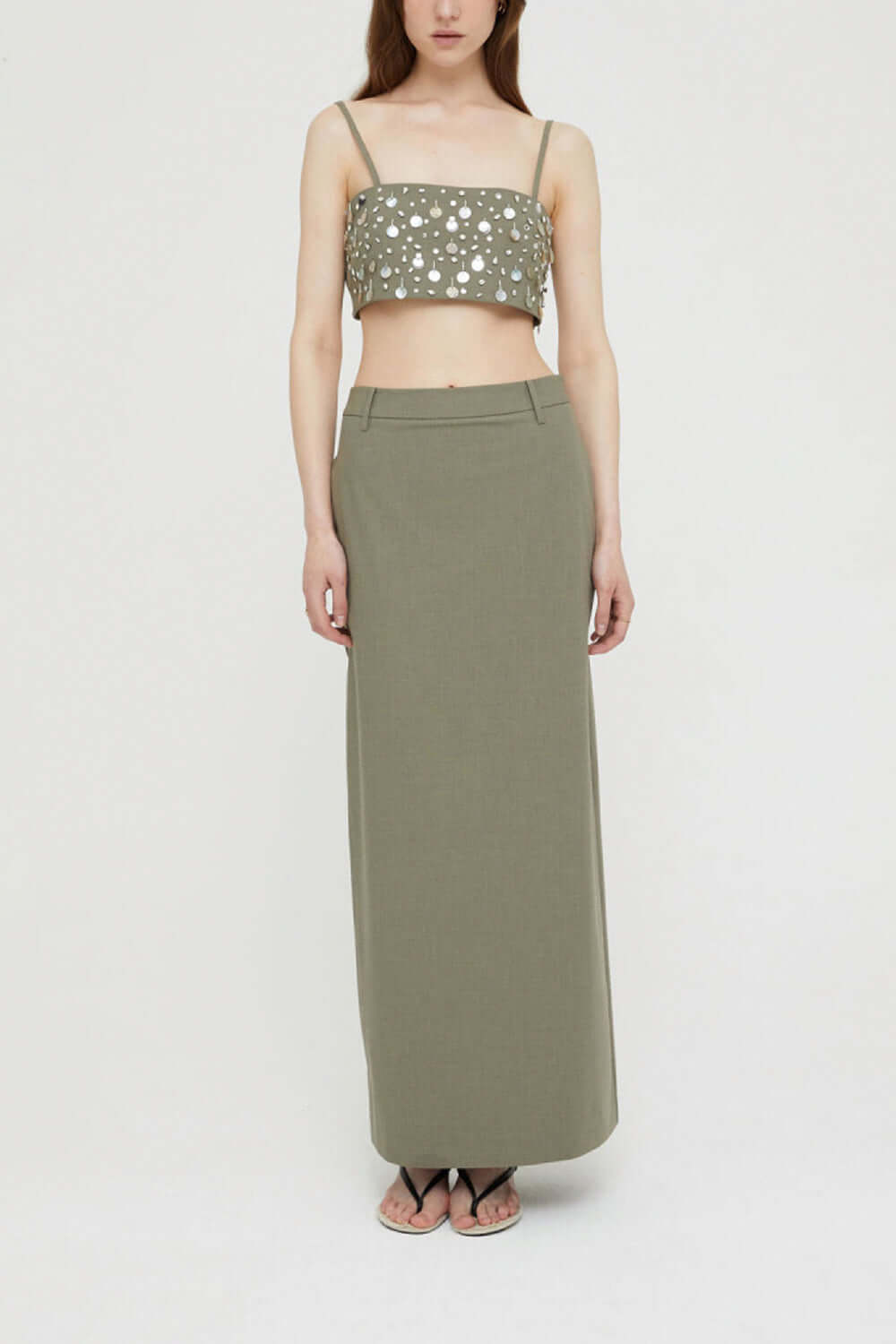 ISABELLE BLANCHE Top con ricami madreperla