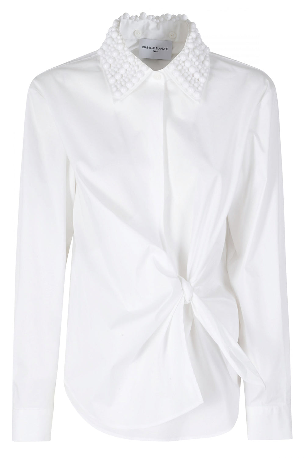 ISABELLE BLANCHE Camicia con nodo e colletto in perle