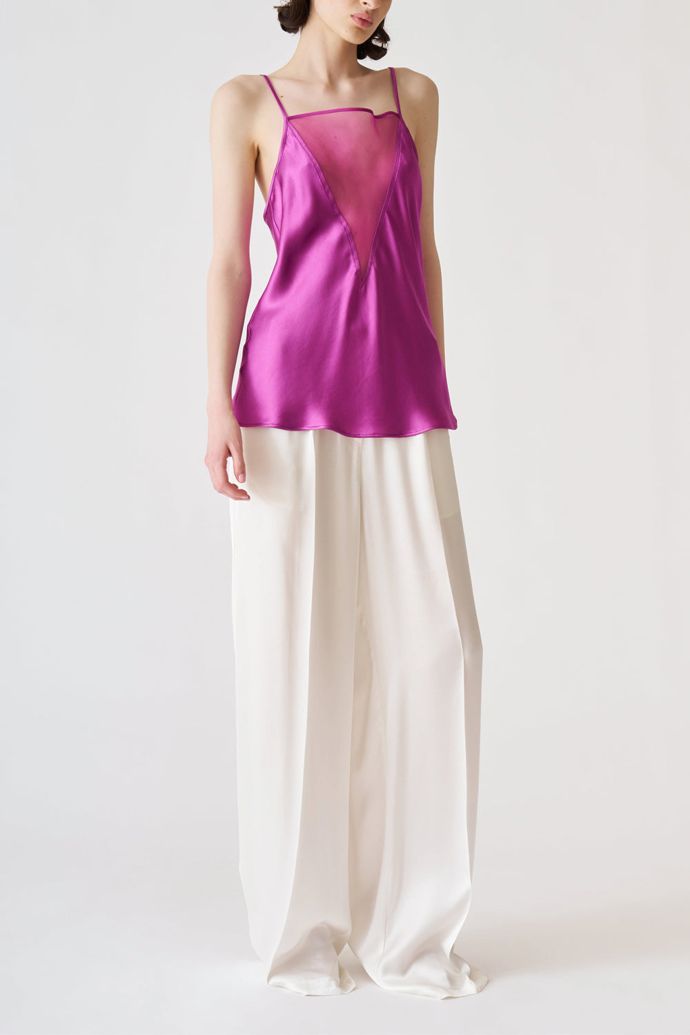 JUCCA Top in raso con inserto in organza JUCCA