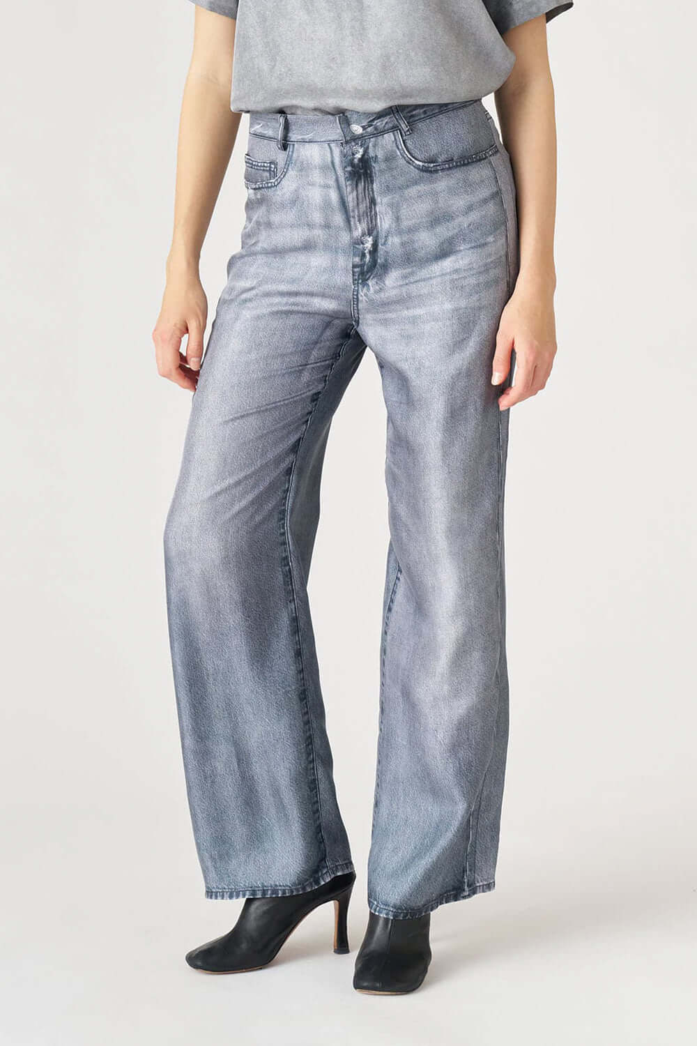JUCCA Pantalone in seta stampa denim Uncategorized JUCCA