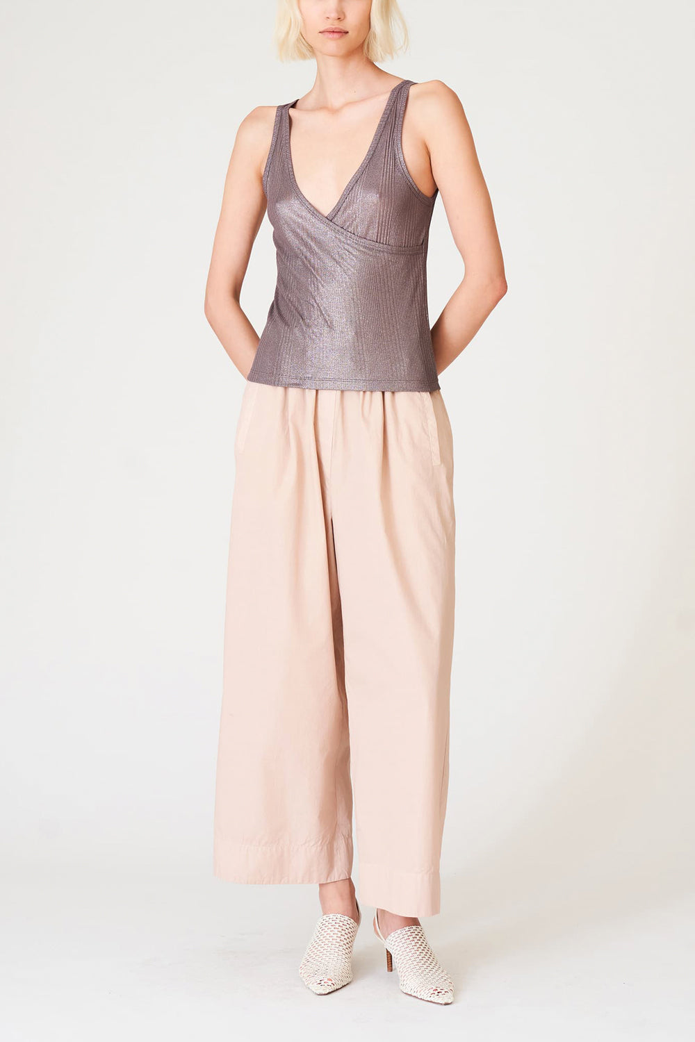 JUCCA Canotta incrociata in costina laminata JUCCA