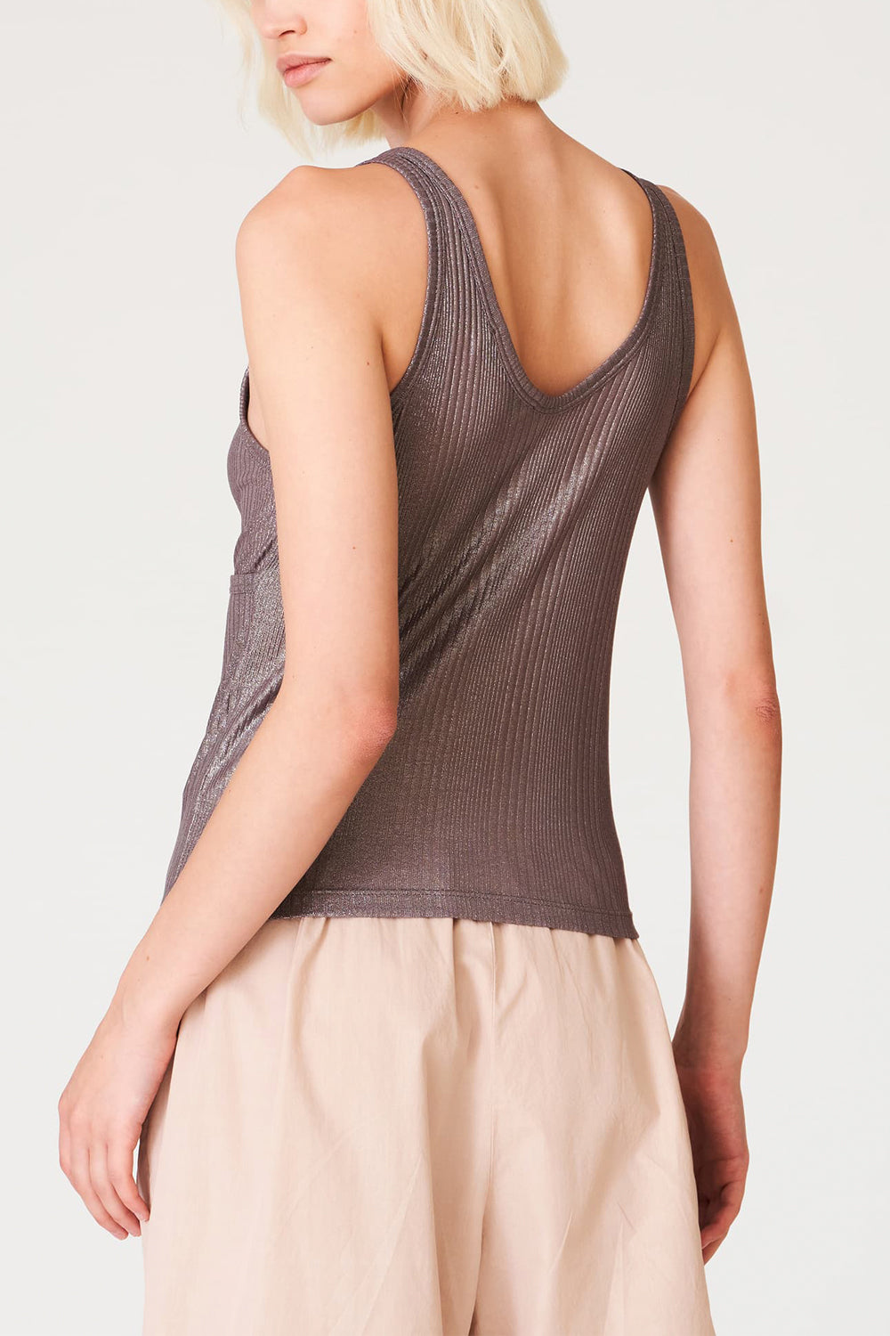 JUCCA Canotta incrociata in costina laminata JUCCA