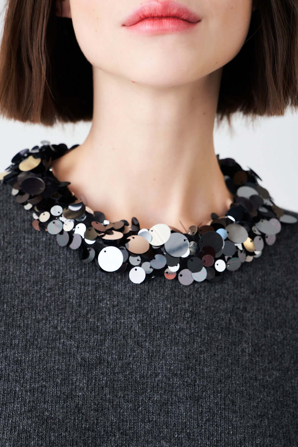 JUCCA Maglia girocollo con bordo pailettes Uncategorized JUCCA