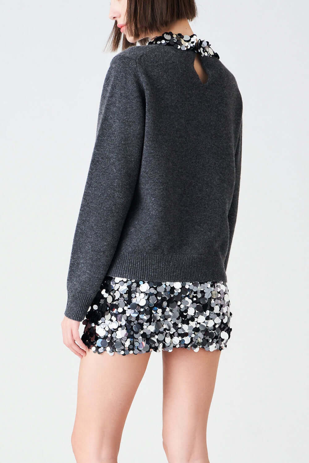 JUCCA Maglia girocollo con bordo pailettes Uncategorized JUCCA