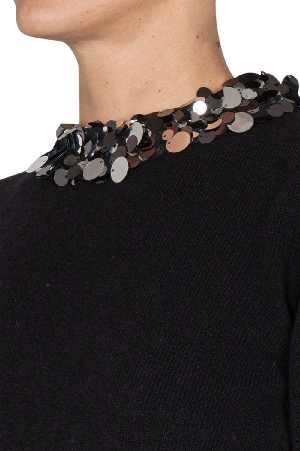 JUCCA Maglia girocollo con bordo pailettes Uncategorized JUCCA