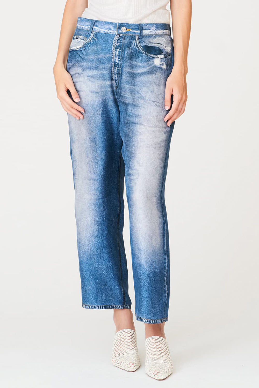 JUCCA Pantalone in seta effetto denim