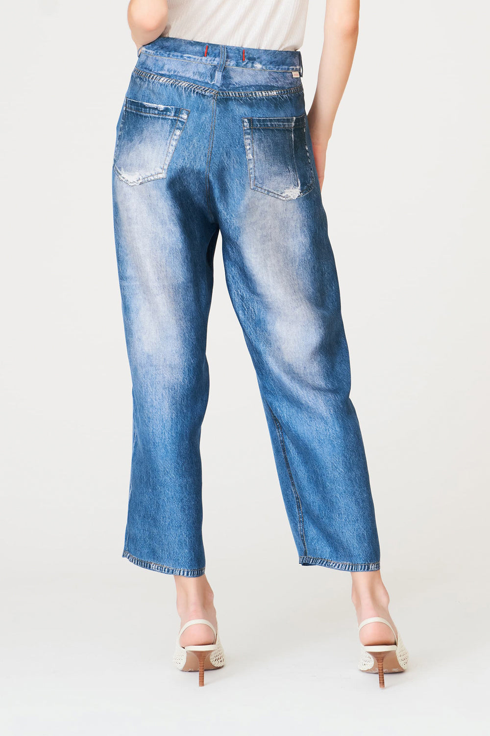 JUCCA Pantalone in seta effetto denim