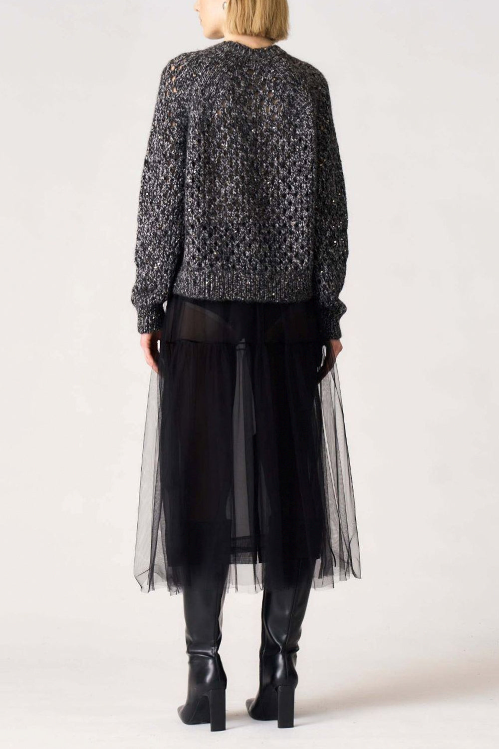 JUCCA Maglia in alpaca girocollo in rete