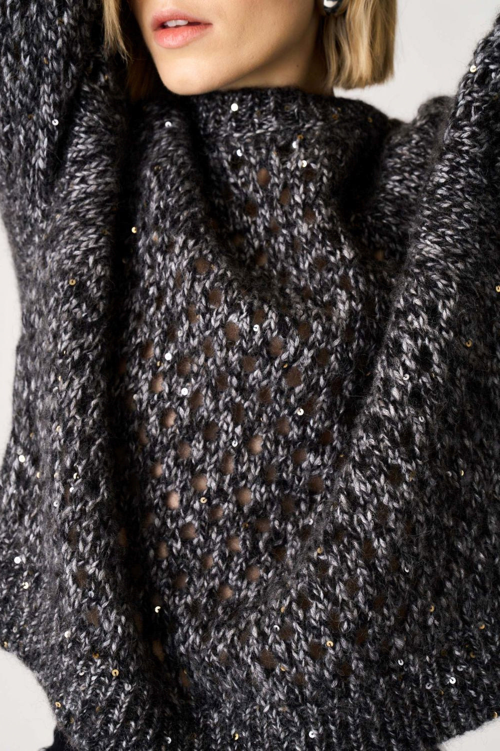 JUCCA Maglia in alpaca girocollo in rete