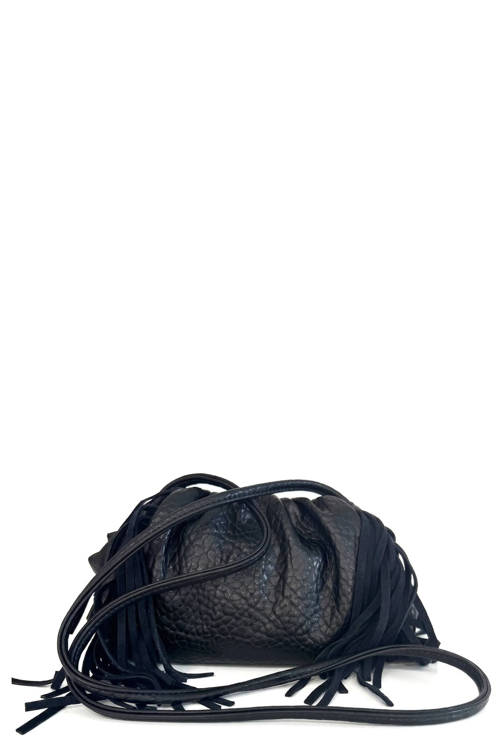 LA CARRIE Borsa raviolo in pelle con frange