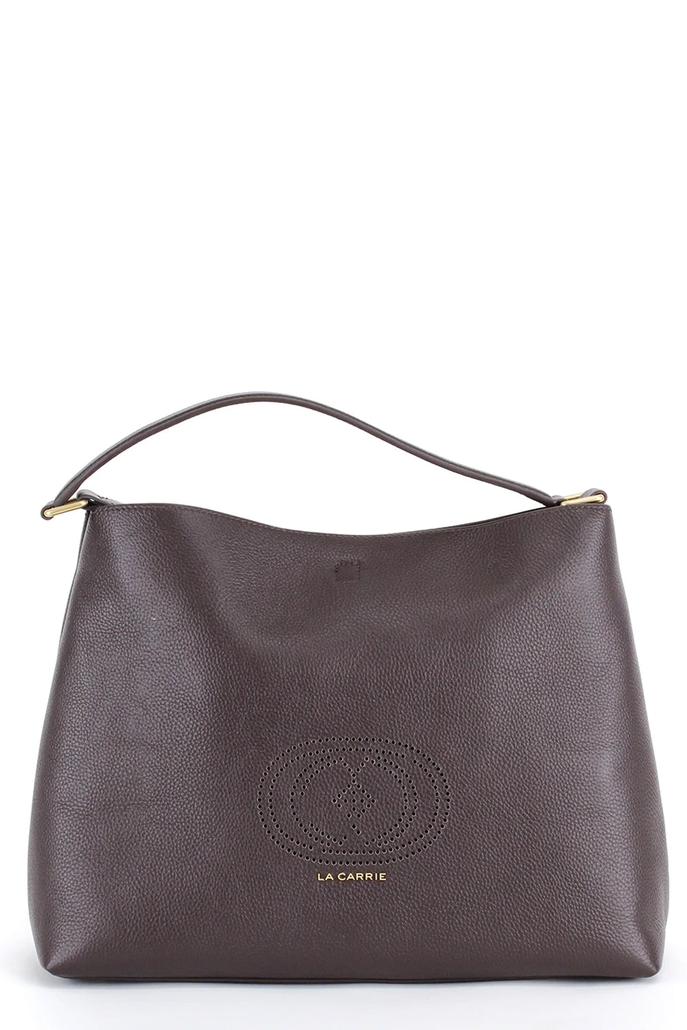 LA CARRIE Borsa shopper in pelle con logo traforato Uncategorized LA CARRIE