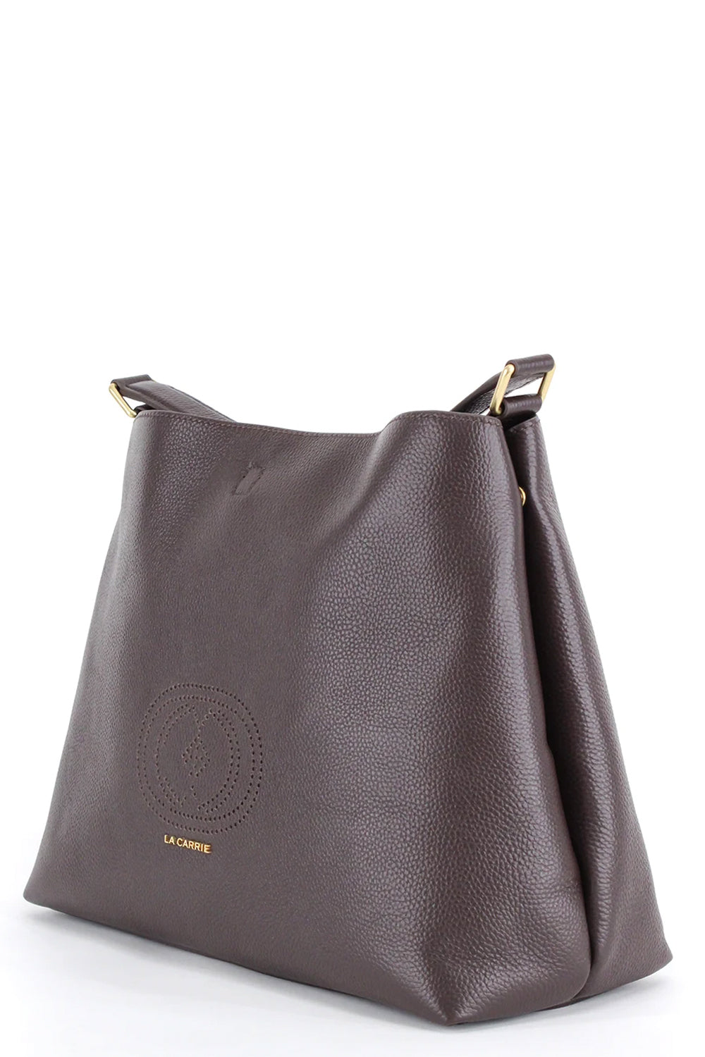 LA CARRIE Borsa shopper in pelle con logo traforato Uncategorized LA CARRIE