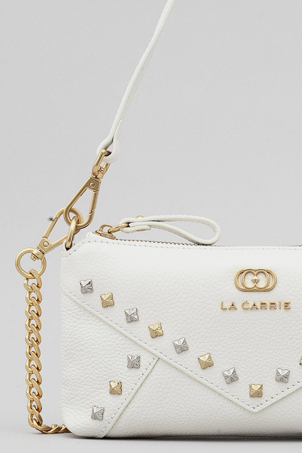 LA CARRIE Portafoglio con tracolla in pelle con borchie Uncategorized LA CARRIE