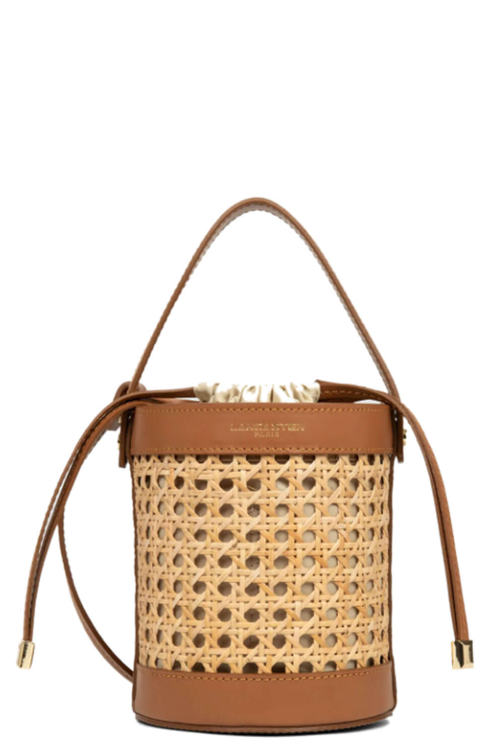 LANCASTER Borsa secchiello in rattan e pelle Uncategorized LANCASTER