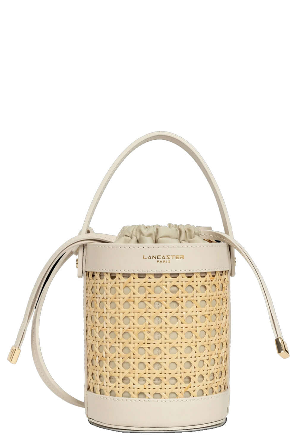 LANCASTER Borsa secchiello in rattan e pelle Uncategorized LANCASTER